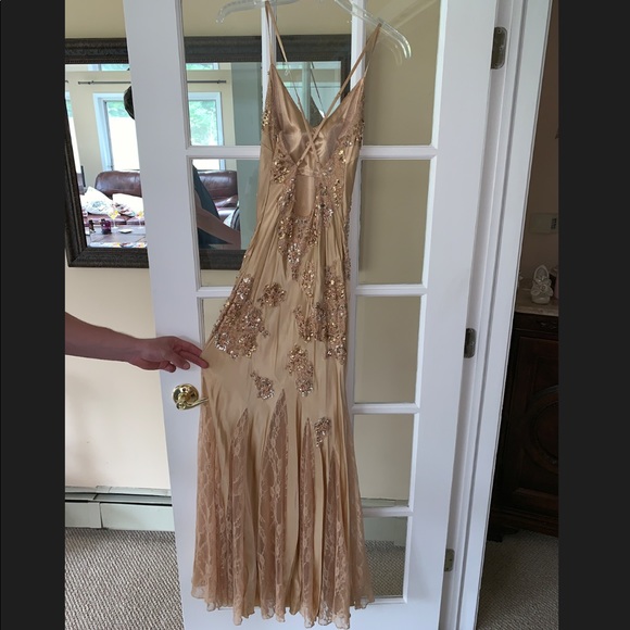 Sue Wong formal prom dress, gold/tan color - Picture 2 of 3